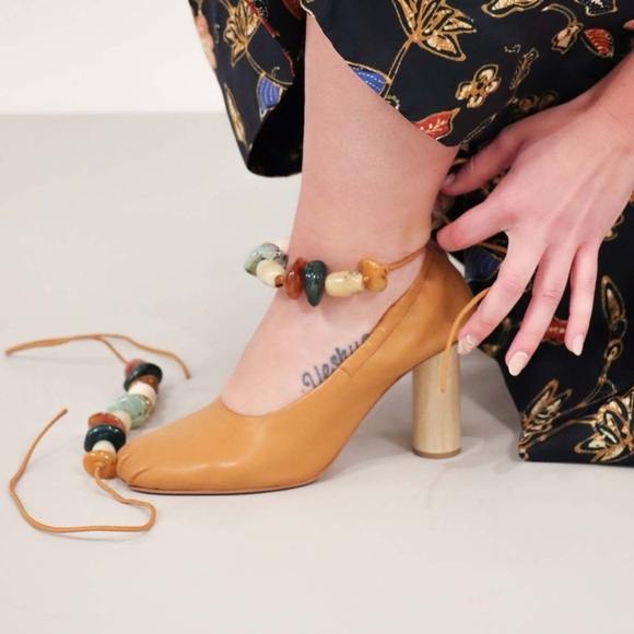 GOLD Ulla Johnson beaded ballet heels - Picture 2 of 11